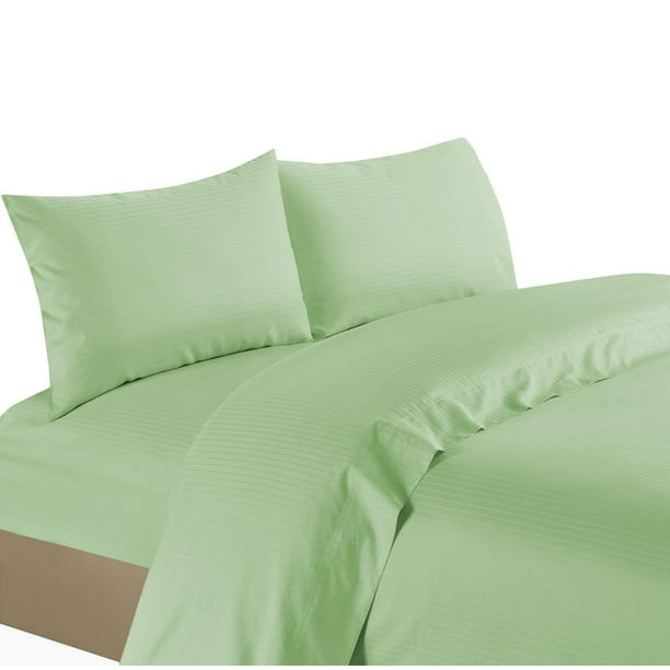 1200 Count 100% Cotton 4 Piece Bed Sheet Set Sage Striped Deep Pkt